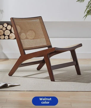 Luxe Fauteuil van Massief Hout en Rotan - Stijlvolle Relaxstoel voor Woonkamer of Balkon