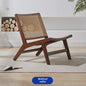 Luxe Fauteuil van Massief Hout en Rotan - Stijlvolle Relaxstoel voor Woonkamer of Balkon