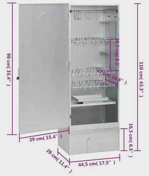 Verticale Rookoven 44.5x29x110 cm van Verzinkt Staal - Voor Vlees, Vis, Kaas & Worst