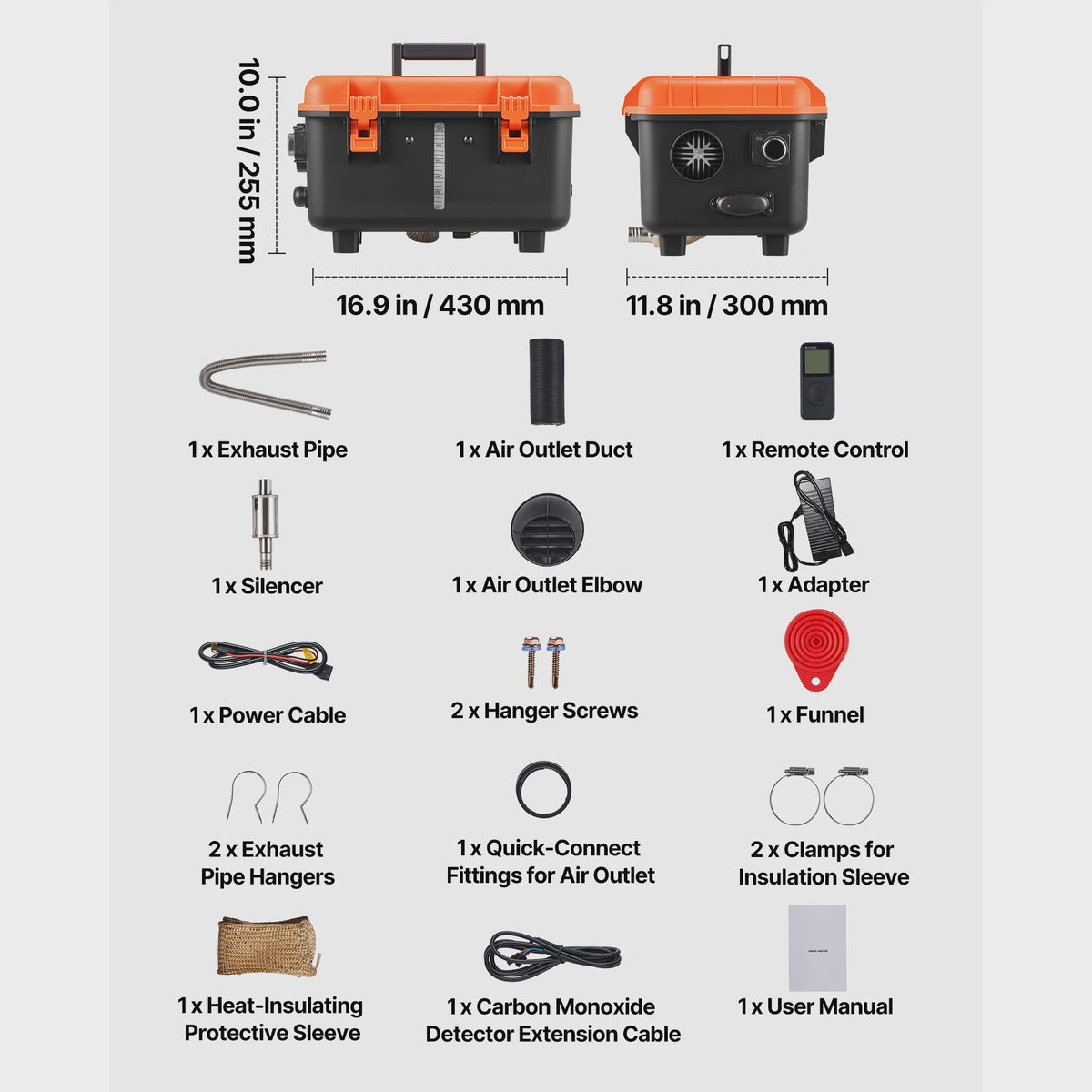 8KW Diesel Luchtverwarmer 12V/24V met Afstandsbediening - Stil en Krachtig voor Camper, Vrachtwagen, Garage