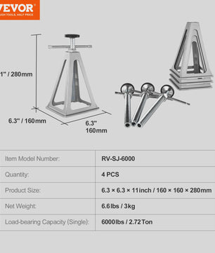 4x Aluminium RV Stabilisator Jack - 6000 Lbs Hefvermogen per stuk - Leveling Jacks voor Camper & Caravan