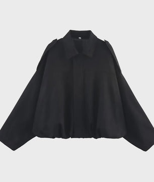 Dames Bomberjack met Omvouwbare Kraag - Vintage Stijl Losse Pasvorm