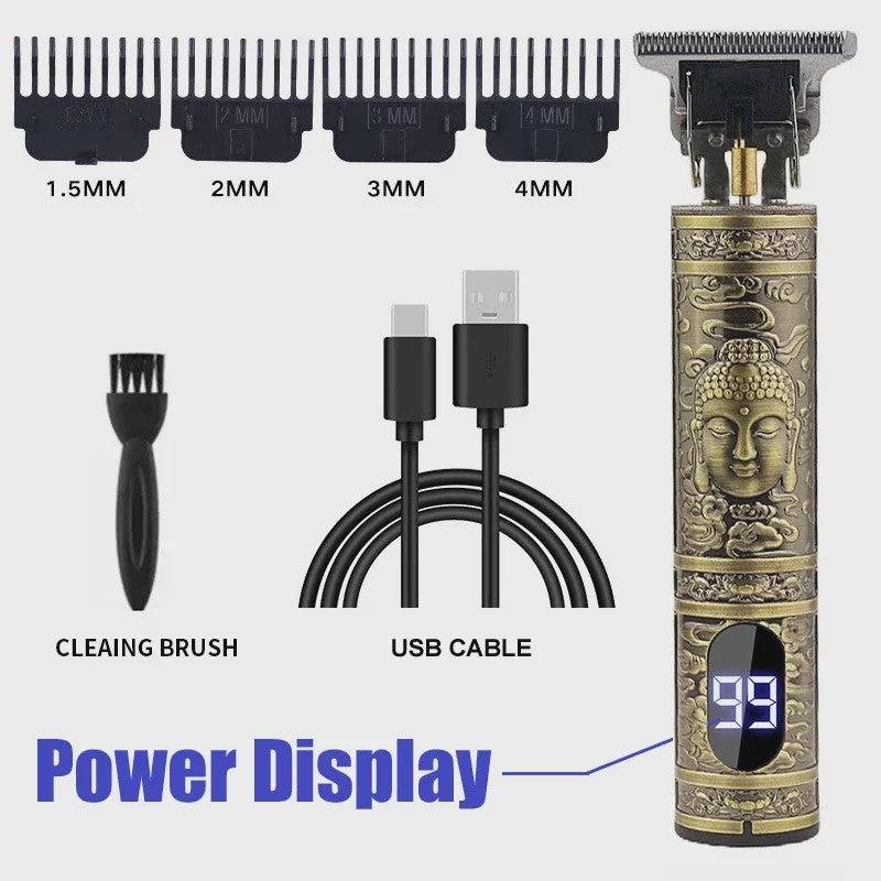 Vintage T9 Draadloze Trimmer - USB Snel Opladen & Krachtige Barber Clipper voor Mannen