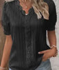 Zomerse Dames Blouse met V-hals en Kantdetails - Korte Mouwen