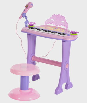 Homcom Children's Electronic Keyboard 32 Keys Microphone Light Sound Mp3 Karaoke