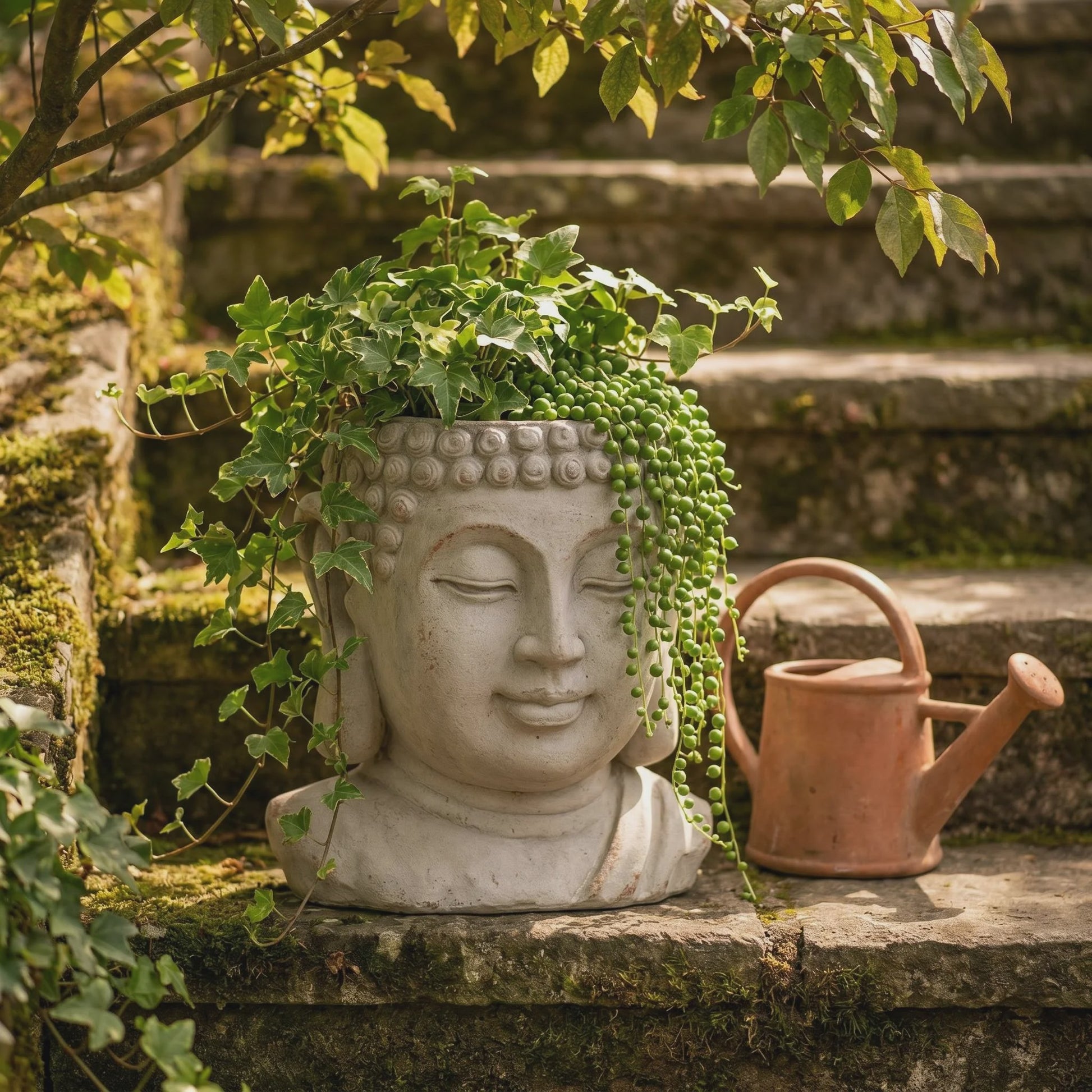 Handgemaakte Zen Boeddha Bloempot - Uniek Cadeau voor Plantenliefhebbers & Tuindecoratie
