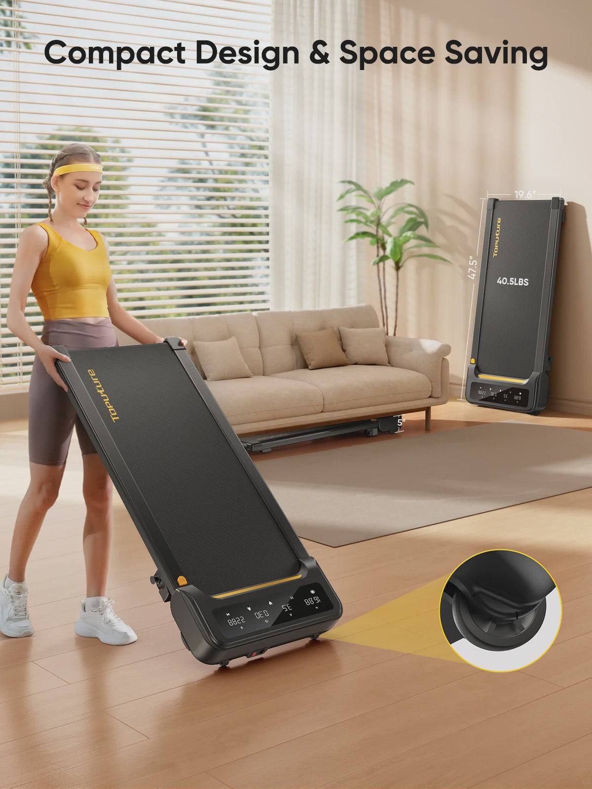 Toputure TP3 Walking Pad Loopband - 10 km/u, 9% Incline, 2.5PK, Compact & Slim