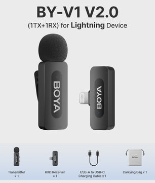 BOYA BY-V Professioneel Draadloos Lavalier Mini Microfoon Systeem voor iPhone & Android
