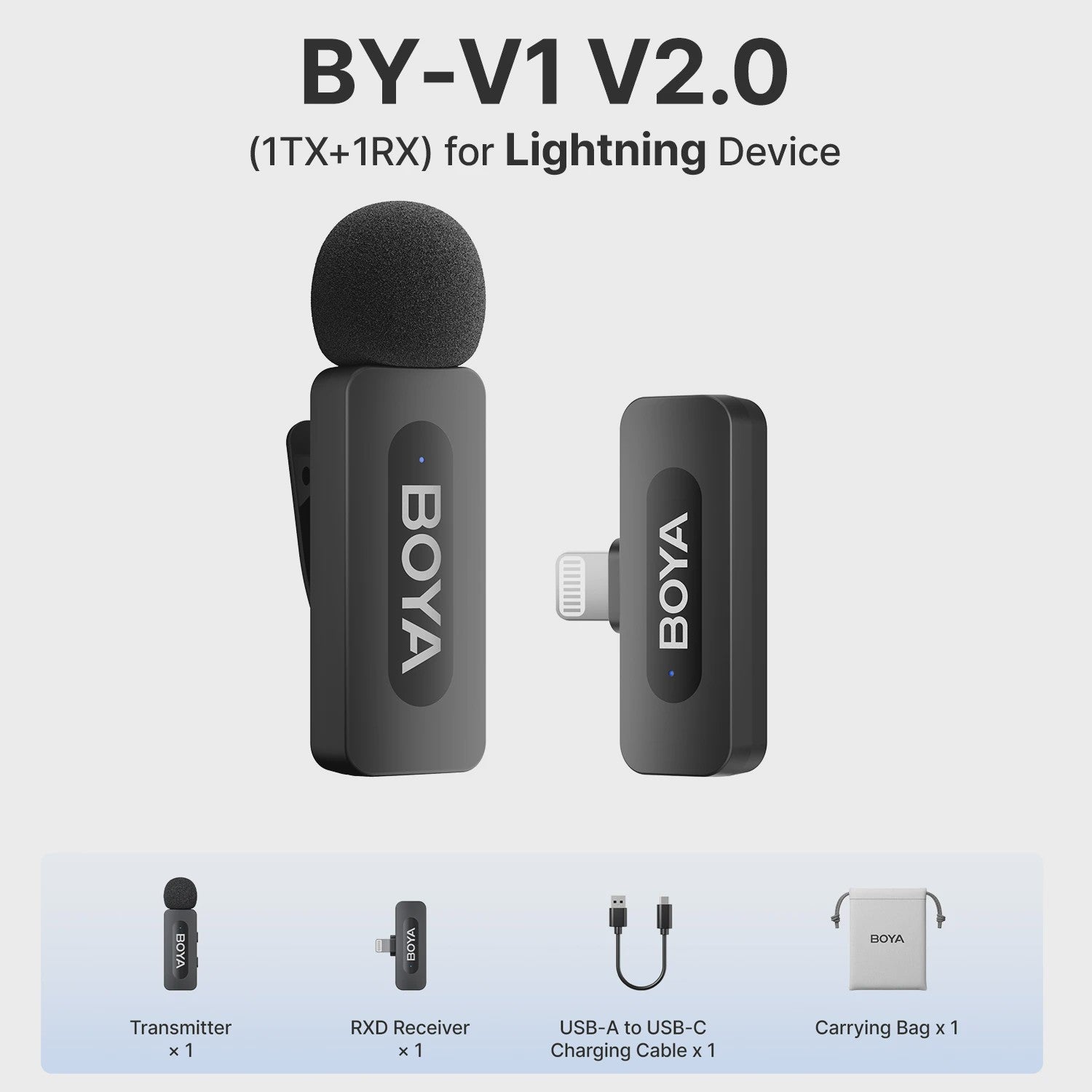 BOYA BY-V Professioneel Draadloos Lavalier Mini Microfoon Systeem voor iPhone & Android