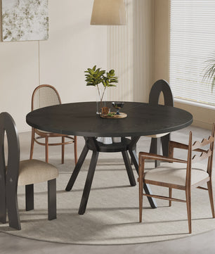 Ronde Eettafel 120cm met Opslag - Hout & Metaal - Geschikt voor 4-6 Personen