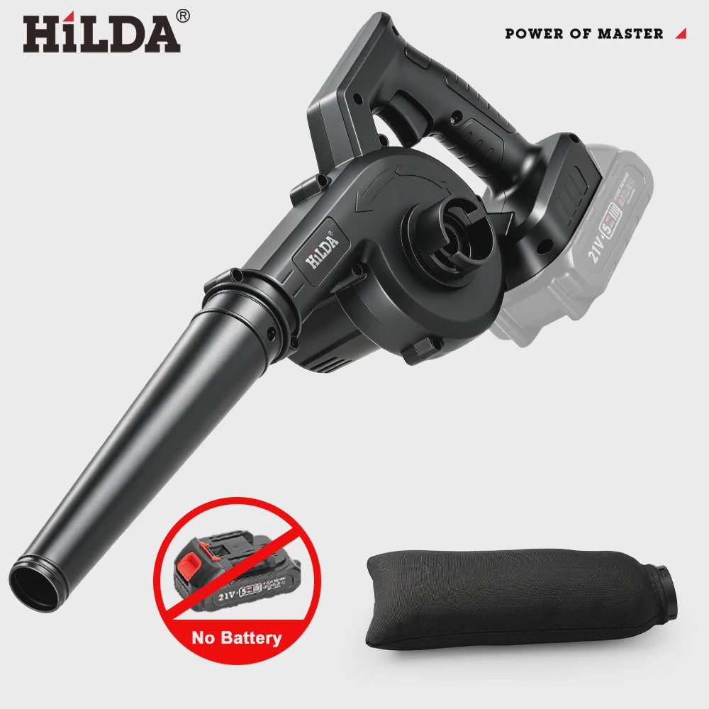 HILDA 21V Accu Bladblazer & Zuiger - Krachtige 2-in-1 Handheld Luchtblazer