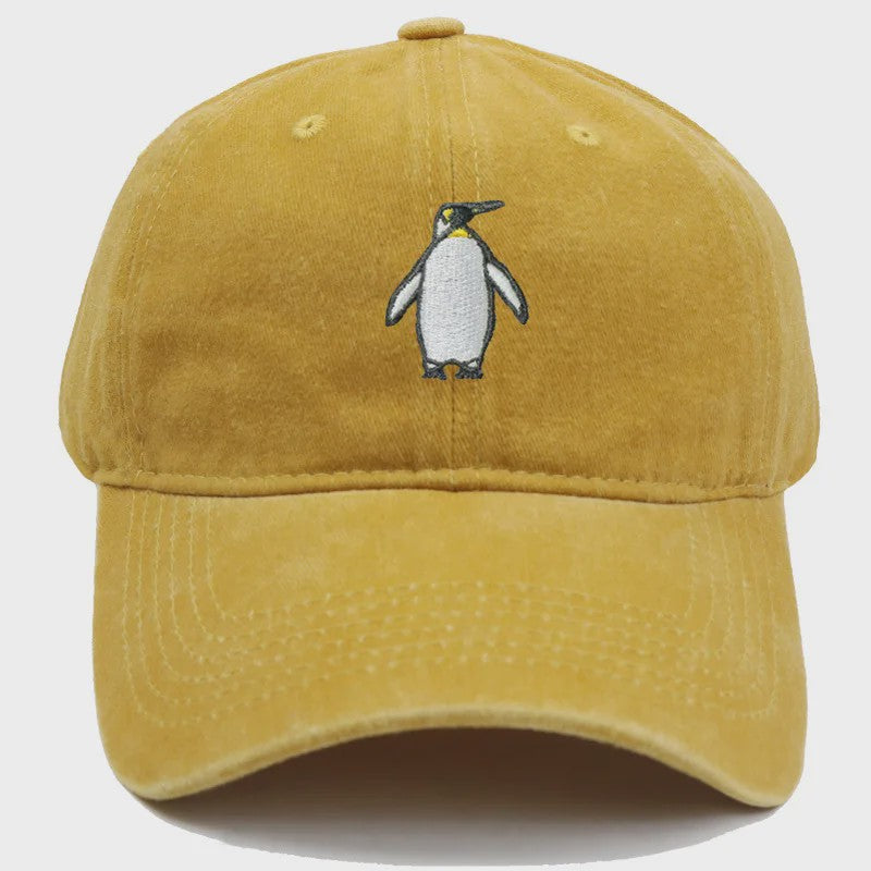 Vintage Pinguïn Cap - Unisex Baseballpet met Gebogen Vizier