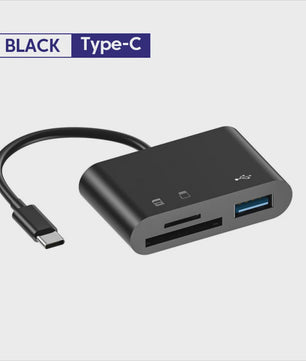 3-in-1 USB-C Cardreader Hub: SD/TF & USB Poort voor Telefoon, Macbook & meer