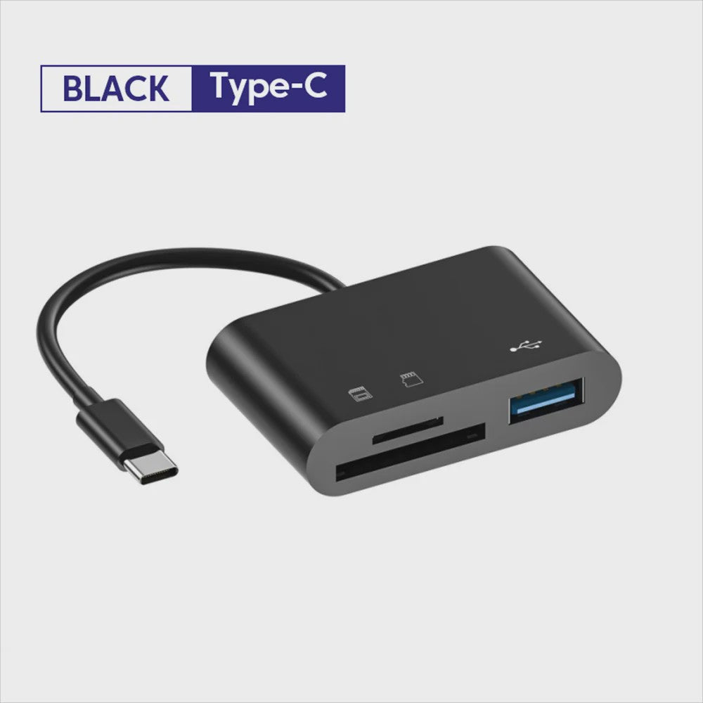 3-in-1 USB-C Cardreader Hub: SD/TF & USB Poort voor Telefoon, Macbook & meer