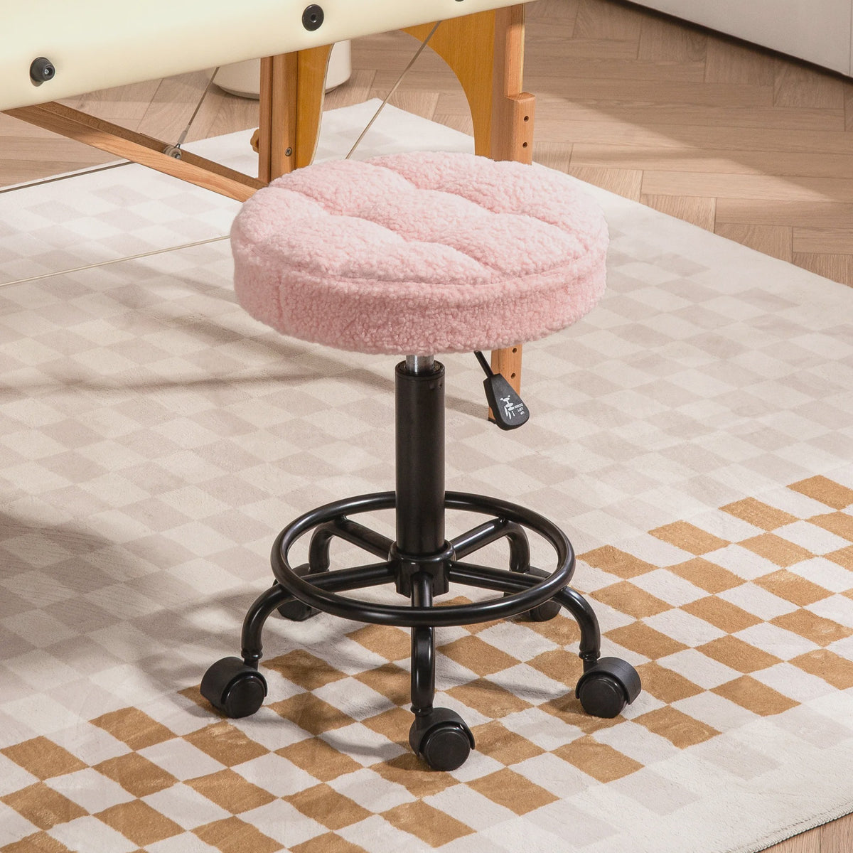 Comfortabele, In Hoogte Verstelbare Draaibare Werkstoel op Wielen (55-66 cm)