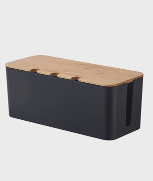 Grote Kabel Organizer Box met Houten Deksel - Orde in Snoeren Chaos