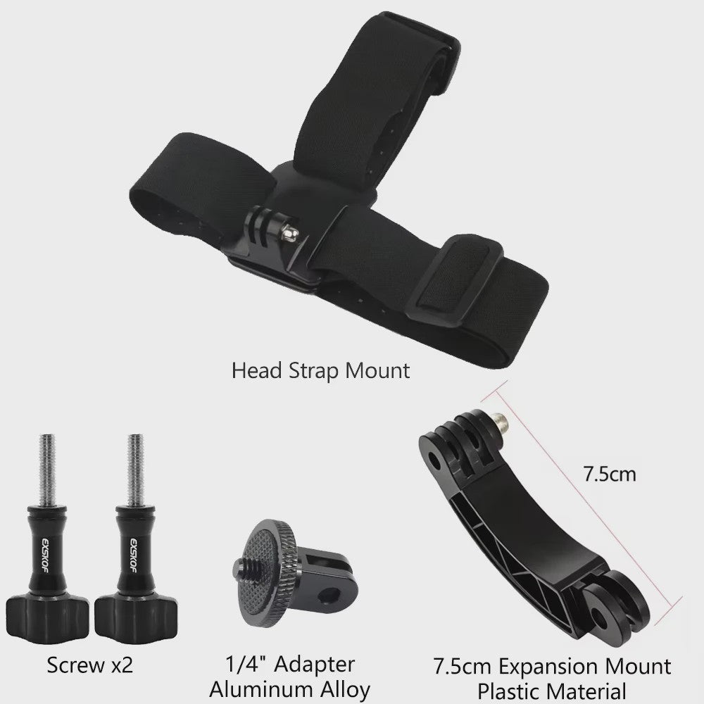 Action Camera Accessoires Kit: Hoofd- en Borstband Mount voor GoPro, Telefoon & meer