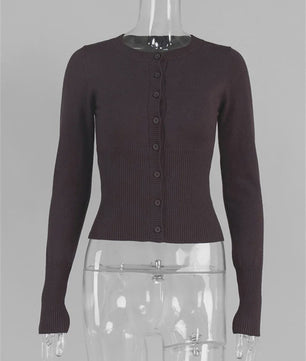 Dames Gebreide Cardigan met Lange Mouwen - Slim Fit & Elegant
