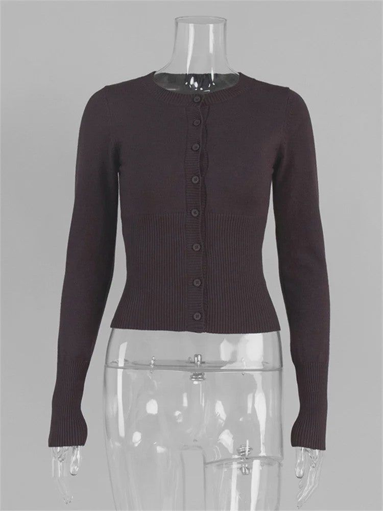 Dames Gebreide Cardigan met Lange Mouwen - Slim Fit & Elegant
