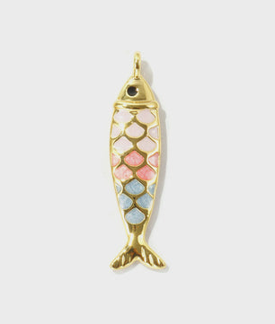 Gouden Vis Bedel met Emaille - 18K Verguld Messing Hanger voor DIY Sieraden