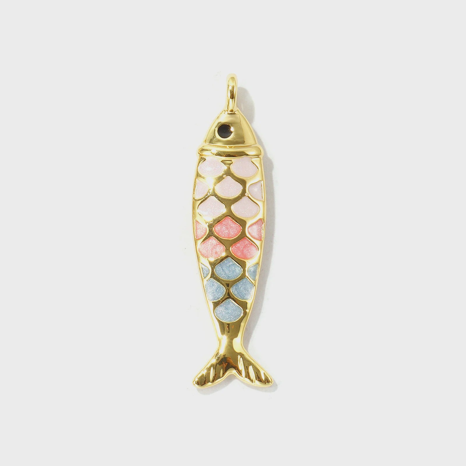 Gouden Vis Bedel met Emaille - 18K Verguld Messing Hanger voor DIY Sieraden
