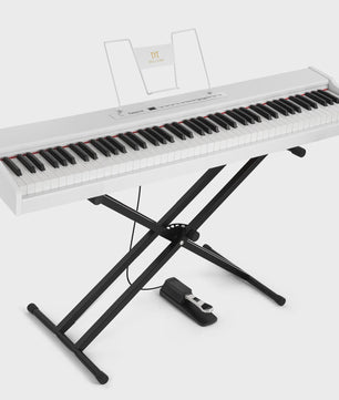 MUSTAR 88 Toetsen Digitale Piano - Draagbaar Keyboard met Semi-gewogen Toetsen, X-stand, Tas & Pedaal