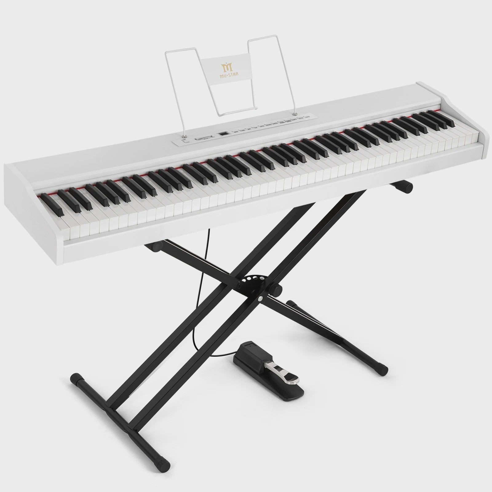 MUSTAR 88 Toetsen Digitale Piano - Draagbaar Keyboard met Semi-gewogen Toetsen, X-stand, Tas & Pedaal