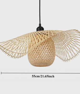 Japanse Wabi Sabi Bamboe Rotan Hanglamp 55cm - Natuurlijk Geweven Plafondlamp