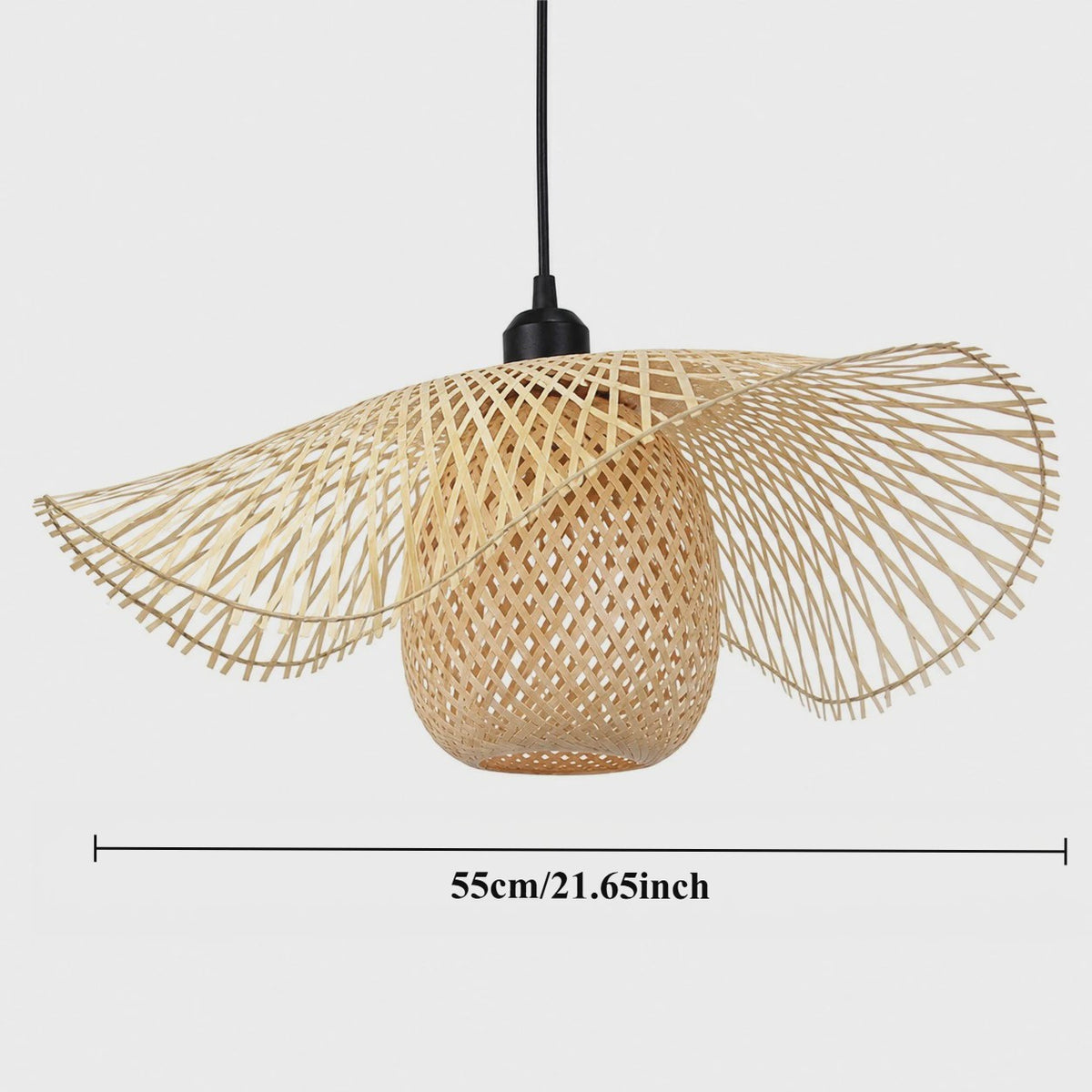 Japanse Wabi Sabi Bamboe Rotan Hanglamp 55cm - Natuurlijk Geweven Plafondlamp