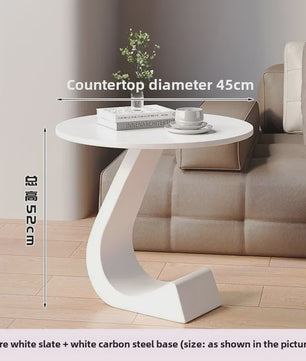 Luxe Ronde Bijzettafel met Rock Slab Look - Modern Design voor Woonkamer & Slaapkamer