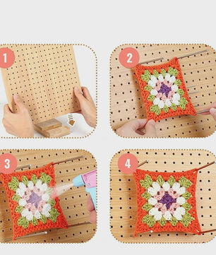 Bamboe Haakblokkeerbord met 25 Stalen Pinnen - 23x23cm - Perfect voor Granny Squares & Breien