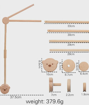 Houten Baby Mobiel met Muziekdoosje & Rammelaar - Speelgoed voor wieg & ledikant (0-12 maanden)