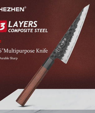 HEZHEN Keukenmes Set 4-delig - 3-laags Composiet Staal, Santoku & Nakiri