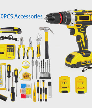 21V Accuboormachine met Klopfunctie & 120-delige Accessoireset - 45Nm Koppel, 25+3 Snelheden