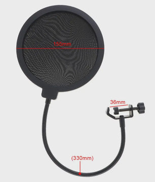 Dubbellaags Microfoon Pop Filter met Flexibele Zwanenhals voor Studio Opnames