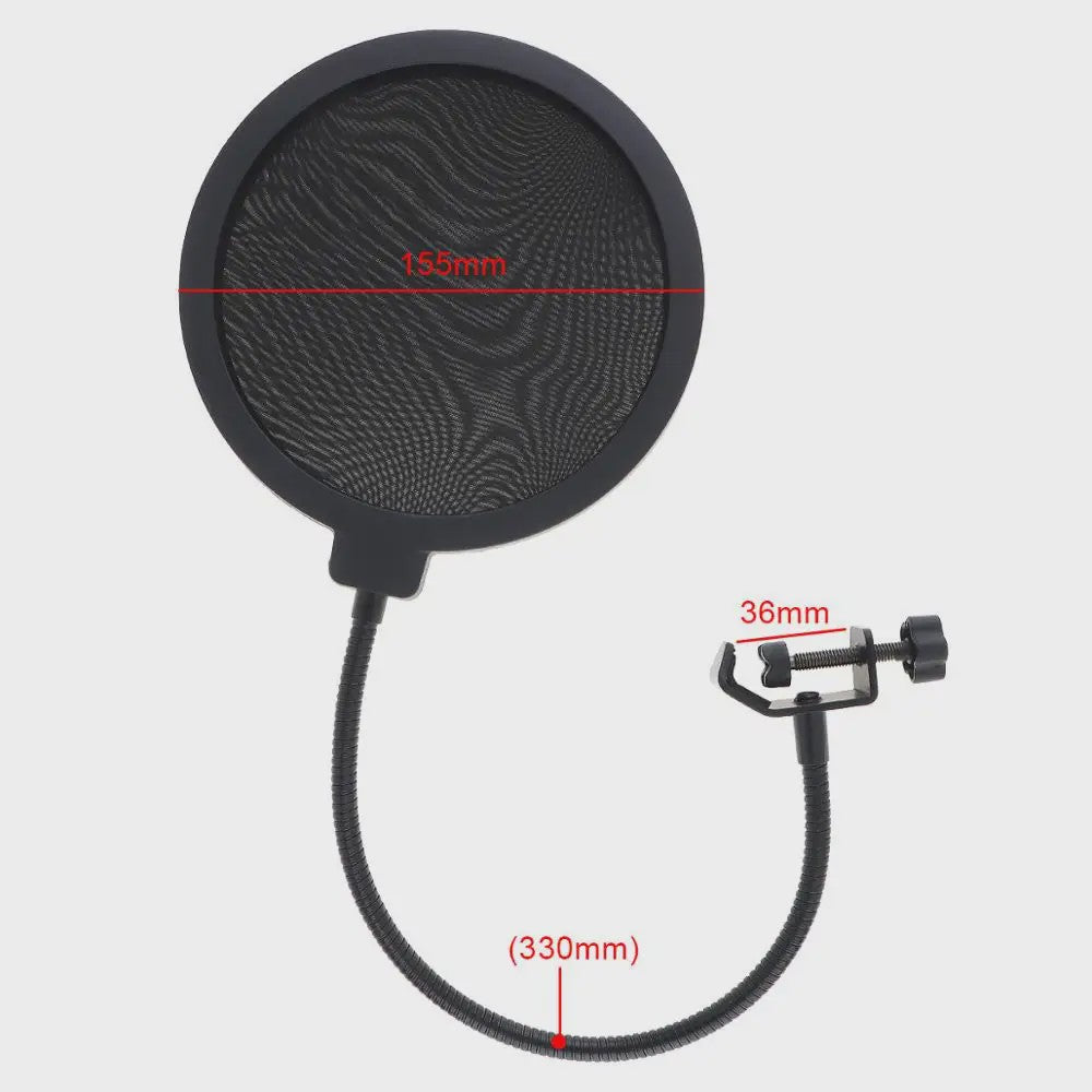 Dubbellaags Microfoon Pop Filter met Flexibele Zwanenhals voor Studio Opnames
