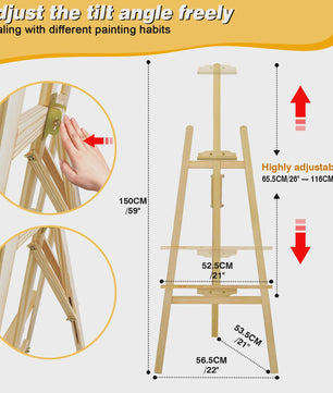 Professionele Houten A-Frame Schildersezel - 1.5m Hoog, Verstelbaar & Draagbaar