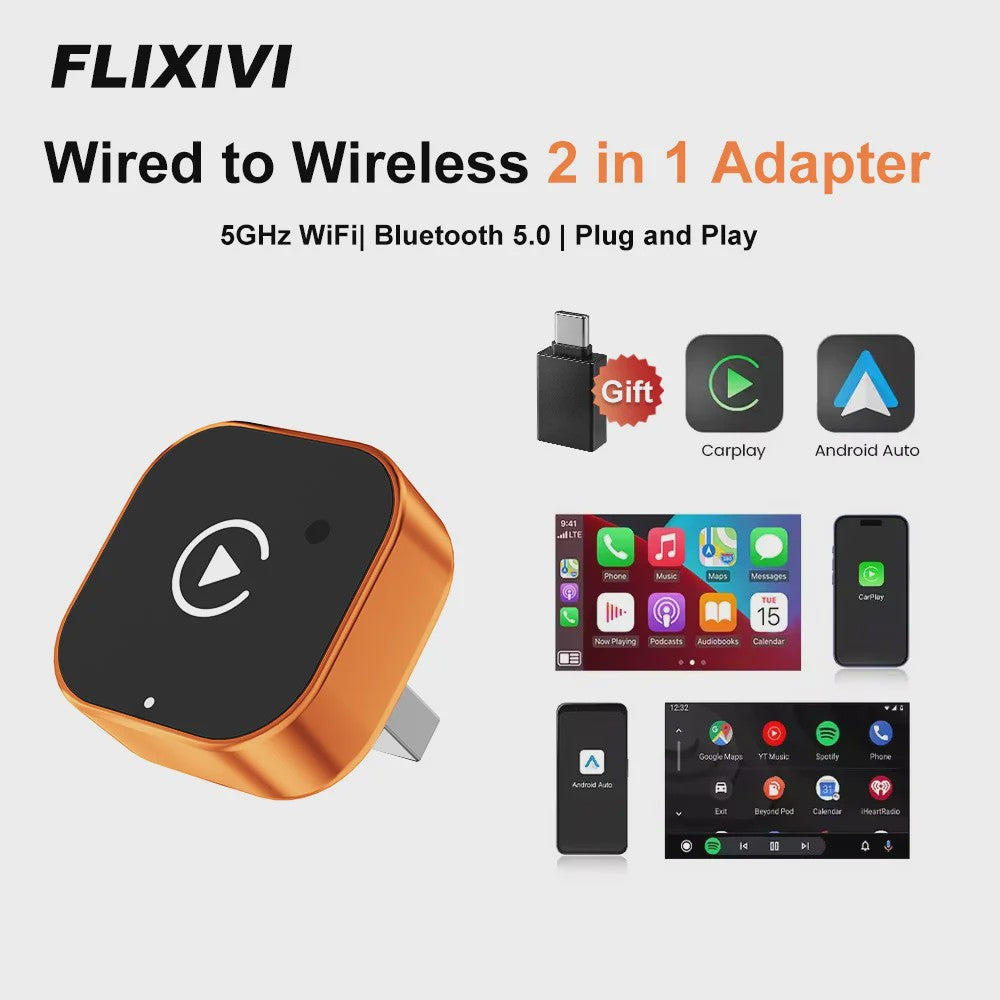 Draadloze CarPlay & Android Auto Adapter: Upgrade uw auto met 2-in-1 Plug & Play Dongle