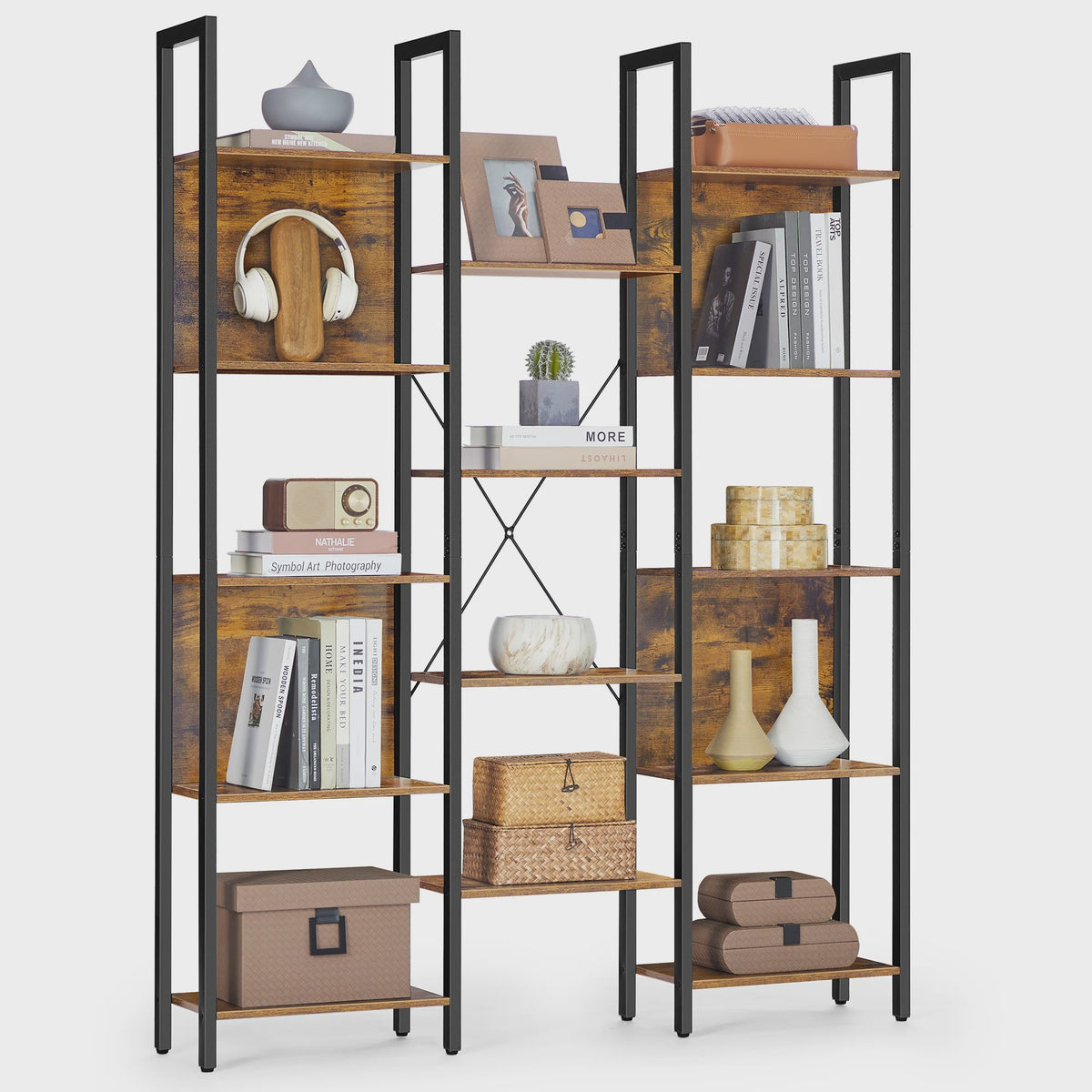 Industriële Boekenkast met 14 Planken - Metalen Frame voor Woonkamer & Kantoor