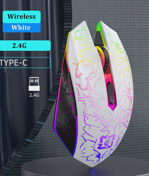 Ergonomische RGB Gaming Muis - Draadloos (2.4G & Bluetooth), Stil, 1600DPI, voor Laptop & Tablet