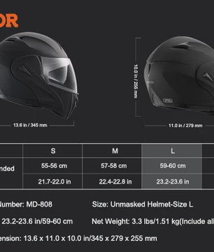 SucceBuy Motorhelm Unmasked ABS & EPS - Veilig, Comfortabel & Verstelbaar met Dubbel Vizier