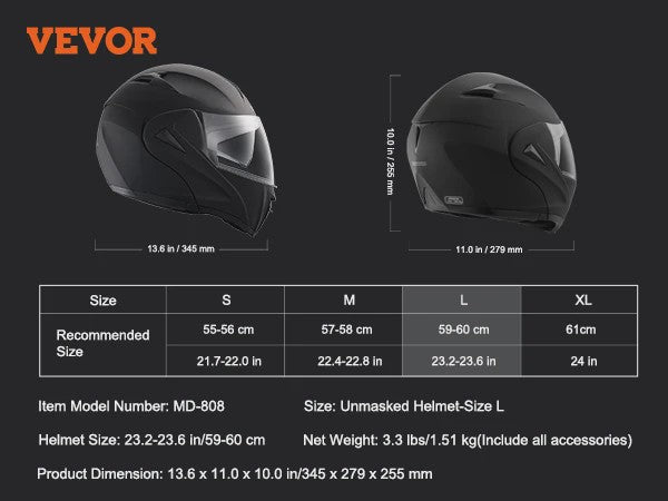 SucceBuy Motorhelm Unmasked ABS & EPS - Veilig, Comfortabel & Verstelbaar met Dubbel Vizier