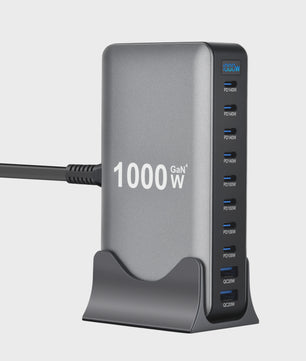 Krachtige 1000W Multi-Poort Desktop Lader met Snelladen voor Laptops en Tablets