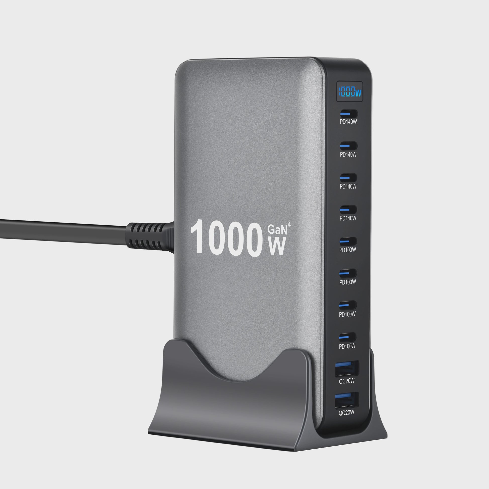 Krachtige 1000W Multi-Poort Desktop Lader met Snelladen voor Laptops en Tablets
