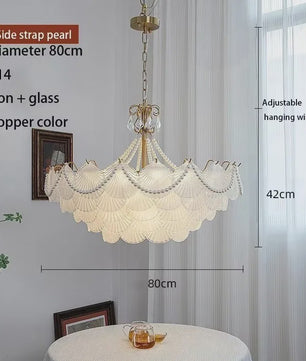 Moderne Koperen Plafondlamp met Schelp Glas en LED - Stijlvolle Hanglamp voor Woonkamer, Eetkamer & Slaapkamer