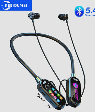 KEBIDUMEI Bluetooth 5.4 Nekband Oordopjes met Kleurenscherm, ENC Noise Reduction & TF Kaart