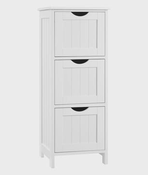 Smal Wit Toiletkastje met 3 Lades - Vrijstaande Badkamer- en Keukenorganizer 32x81x30cm