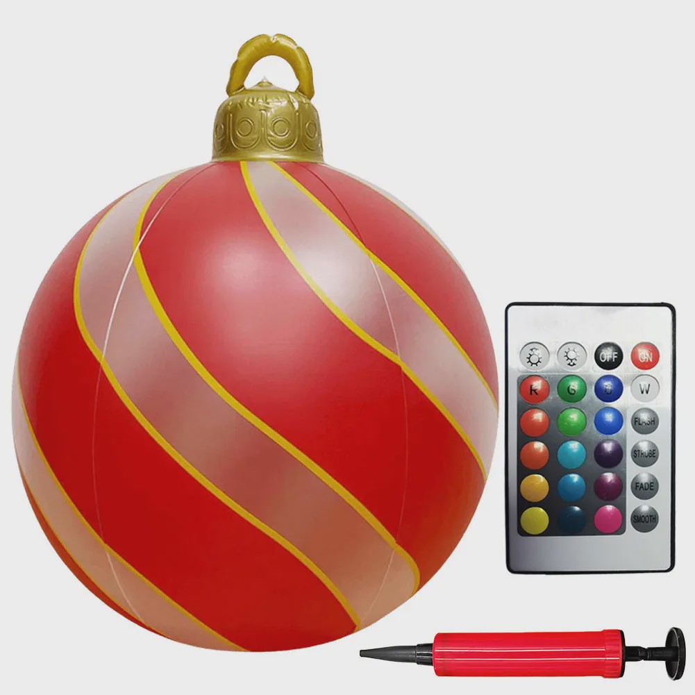24 Inch Opblaasbare Kerstbal met LED Verlichting - XL Tuindecoratie