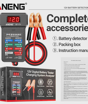 Digitale Auto Accu Tester 12V ANENG BT-171 met LED Display en Krokodillenklemmen