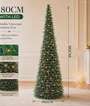 Opvouwbare Kunstkerstboom met LED-verlichting - 150cm of 180cm - Ruimtebesparend & Sfeervol